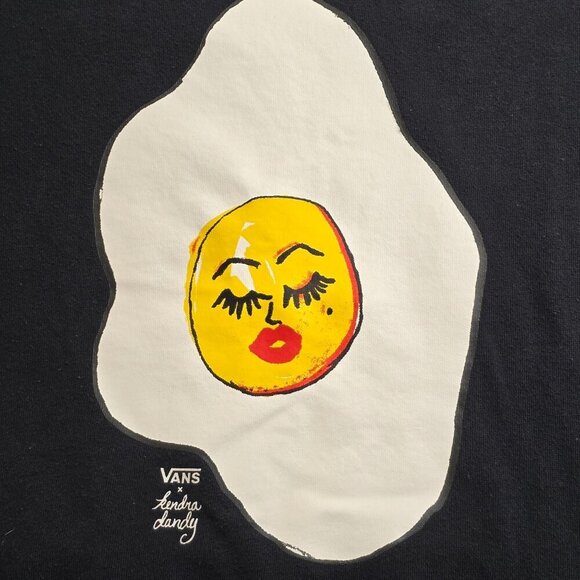 Vans X Kendra Dandy Womens Black Sweatshirt With Egg Face Graphic - Picture 1 of 8